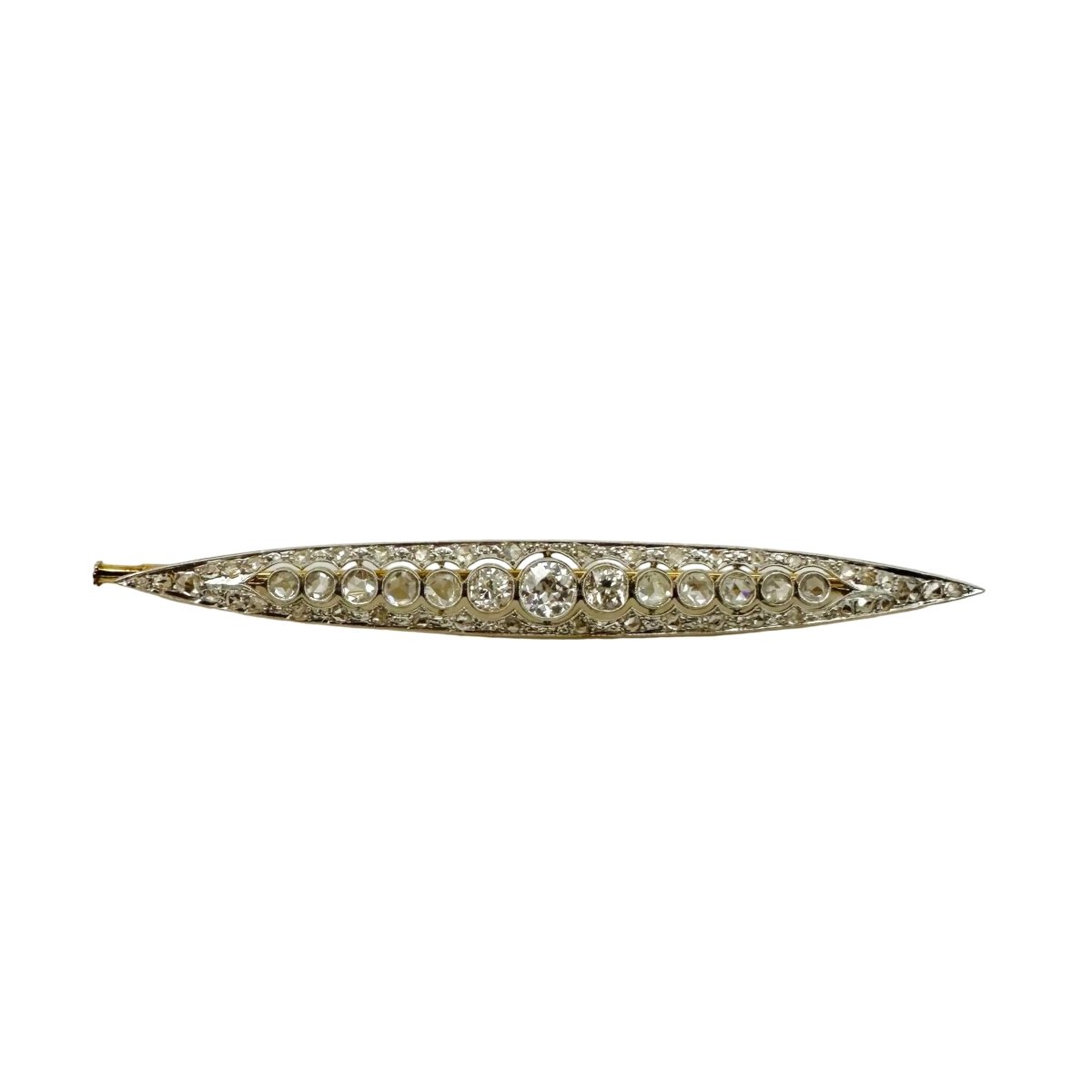 Broche Barrette en or jaune, platine et diamants - Castafiore