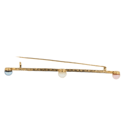 Broche Barrette en or jaune, platine, perles et diamants - Castafiore