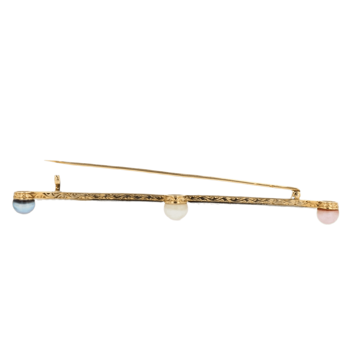Broche Barrette en or jaune, platine, perles et diamants - Castafiore
