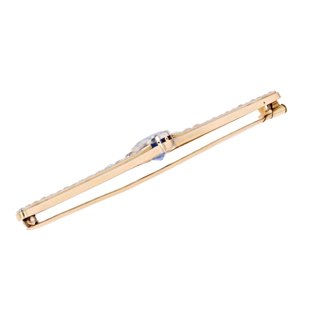 Broche Barrette en or jaune, platine, saphir et diamants - Castafiore