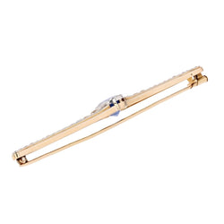 Broche Barrette en or jaune, platine, saphir et diamants - Castafiore