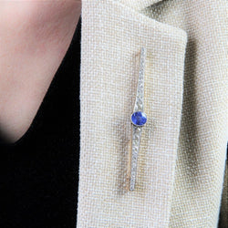 Broche Barrette en or jaune, platine, saphir et diamants - Castafiore