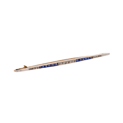 Broche Barrette en or jaune, platine, saphirs et diamants - Castafiore