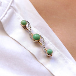 Broche Barrette en or jaune, platine, turquoise et diamants - Castafiore