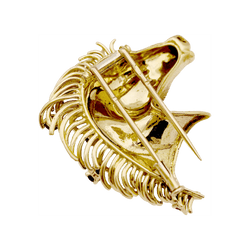 Broche Barrette en or jaune, rubis, saphir, émeraude et diamants - Castafiore