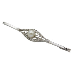 Broche Barrette en or, platine, perle et diamants - Castafiore