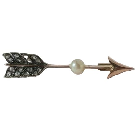 Broche Barrette en or rose, perle et diamants - Castafiore