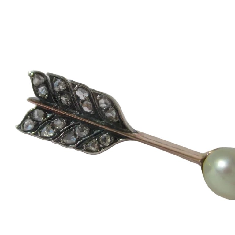 Broche Barrette en or rose, perle et diamants - Castafiore