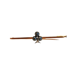 Broche Barrette en or rose, perles, hématite et diamants - Castafiore