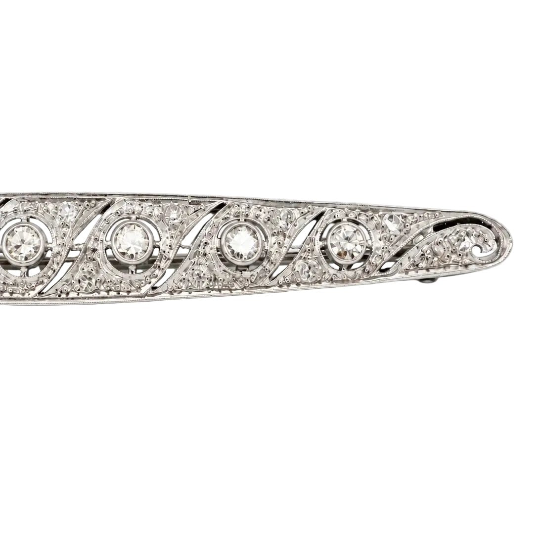 Broche Barrette en platine et diamants - Castafiore