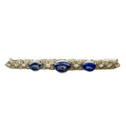Broche Barrette en platine, saphirs et diamants - Castafiore