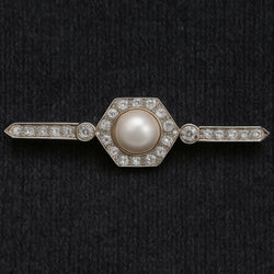 Broche Barrette perle et diamants - Castafiore