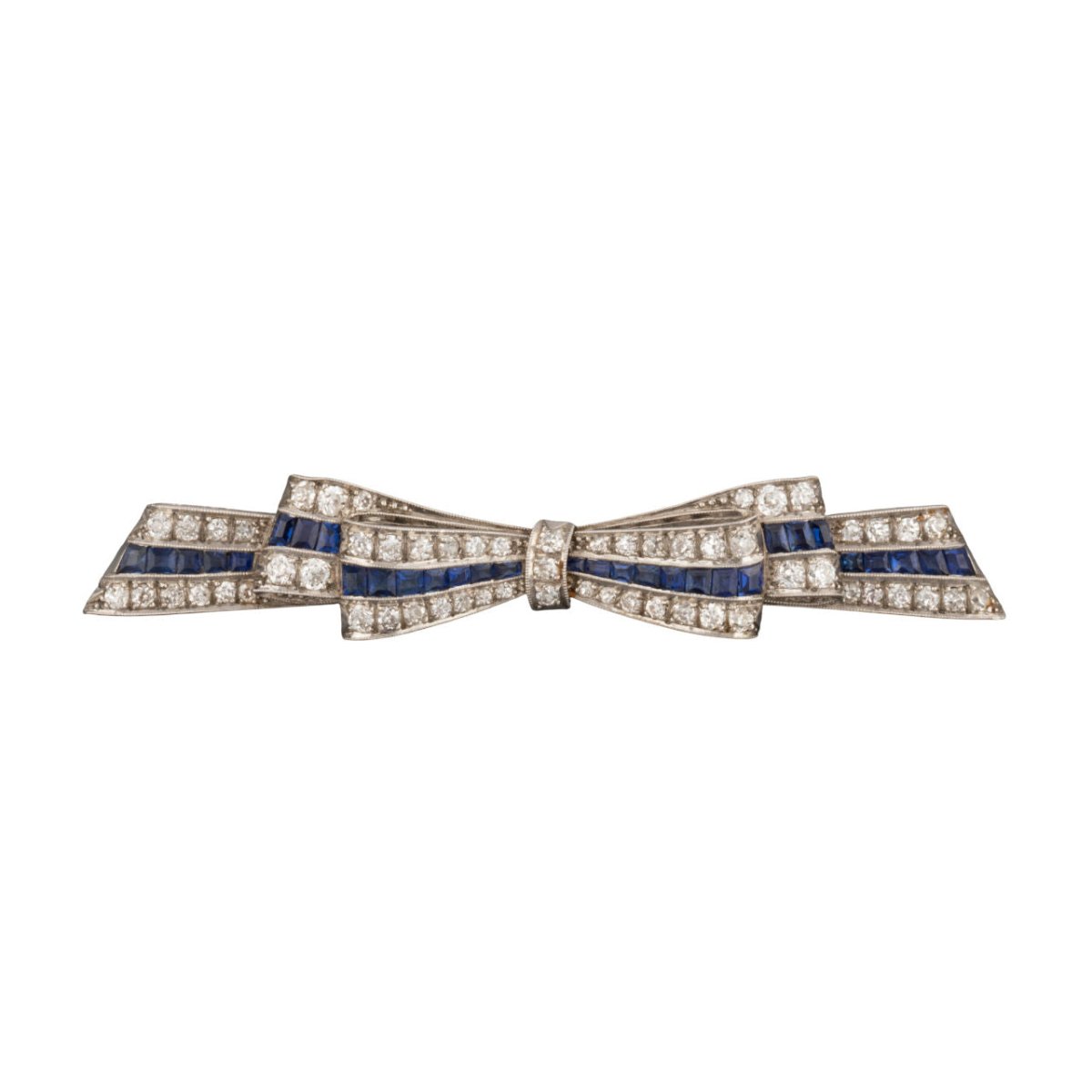 Broche Barrette Ruban en diamants et saphirs - Castafiore