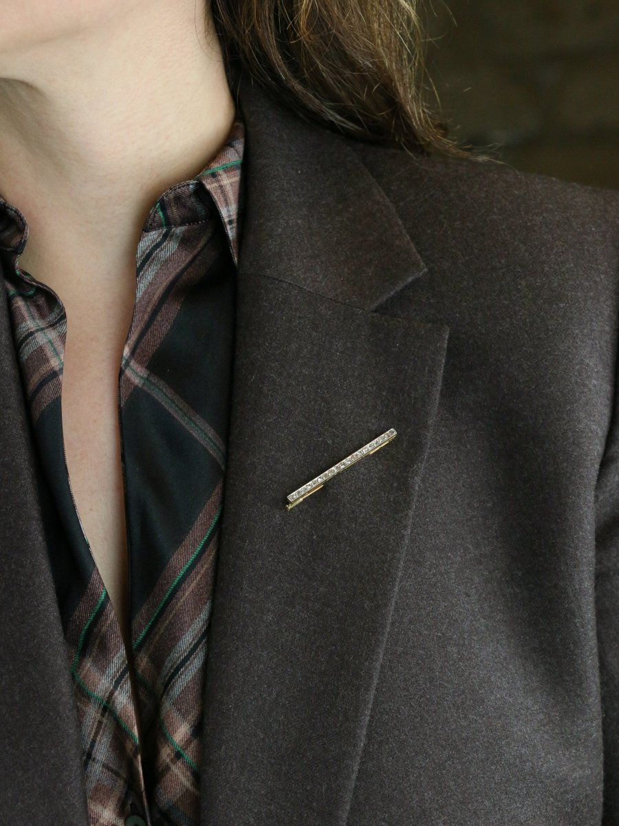 Broche Belle Epoque or jaune diamants taille rose 0,4 carat - Castafiore