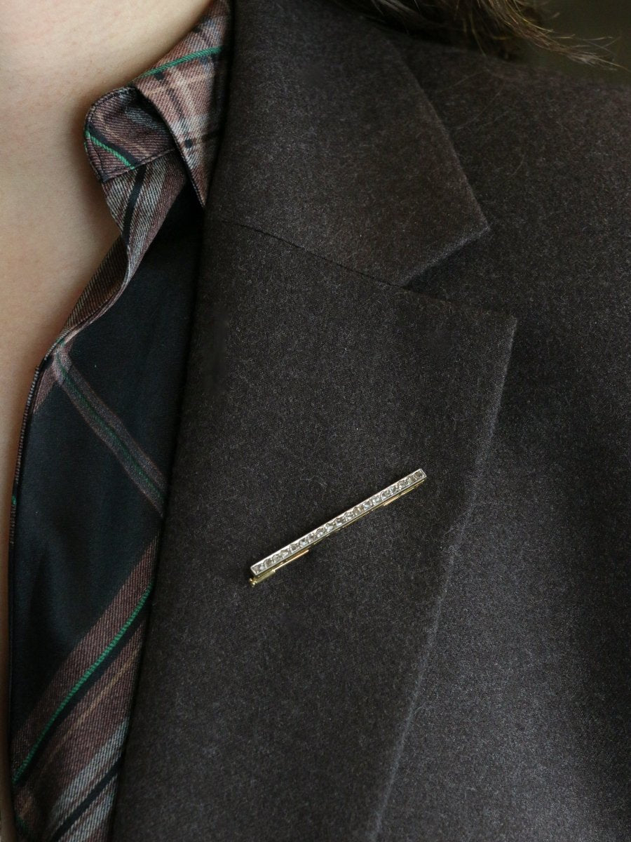 Broche Belle Epoque or jaune diamants taille rose 0,4 carat - Castafiore