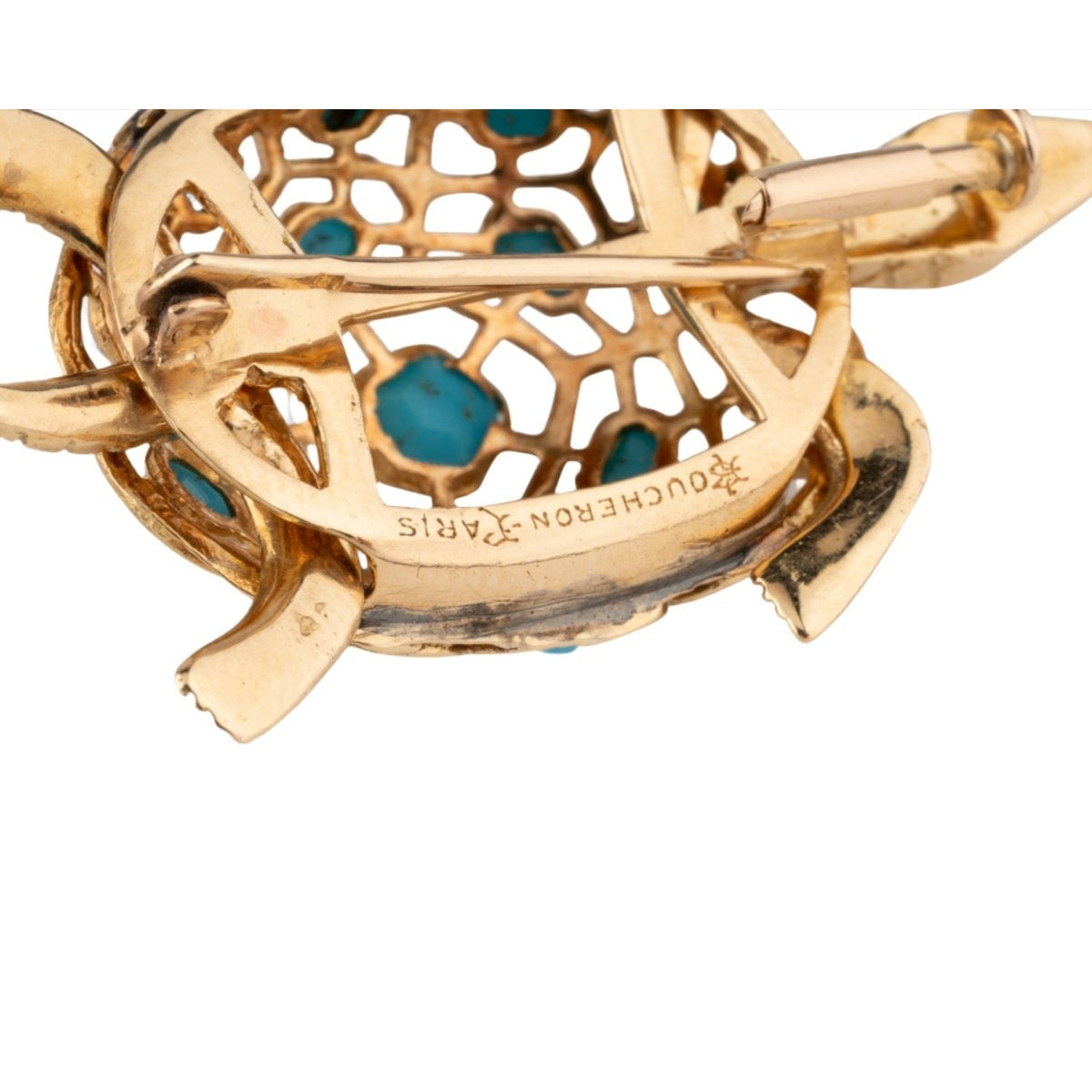Broche BOUCHERON Tortue en or jaune et turquoise - Castafiore
