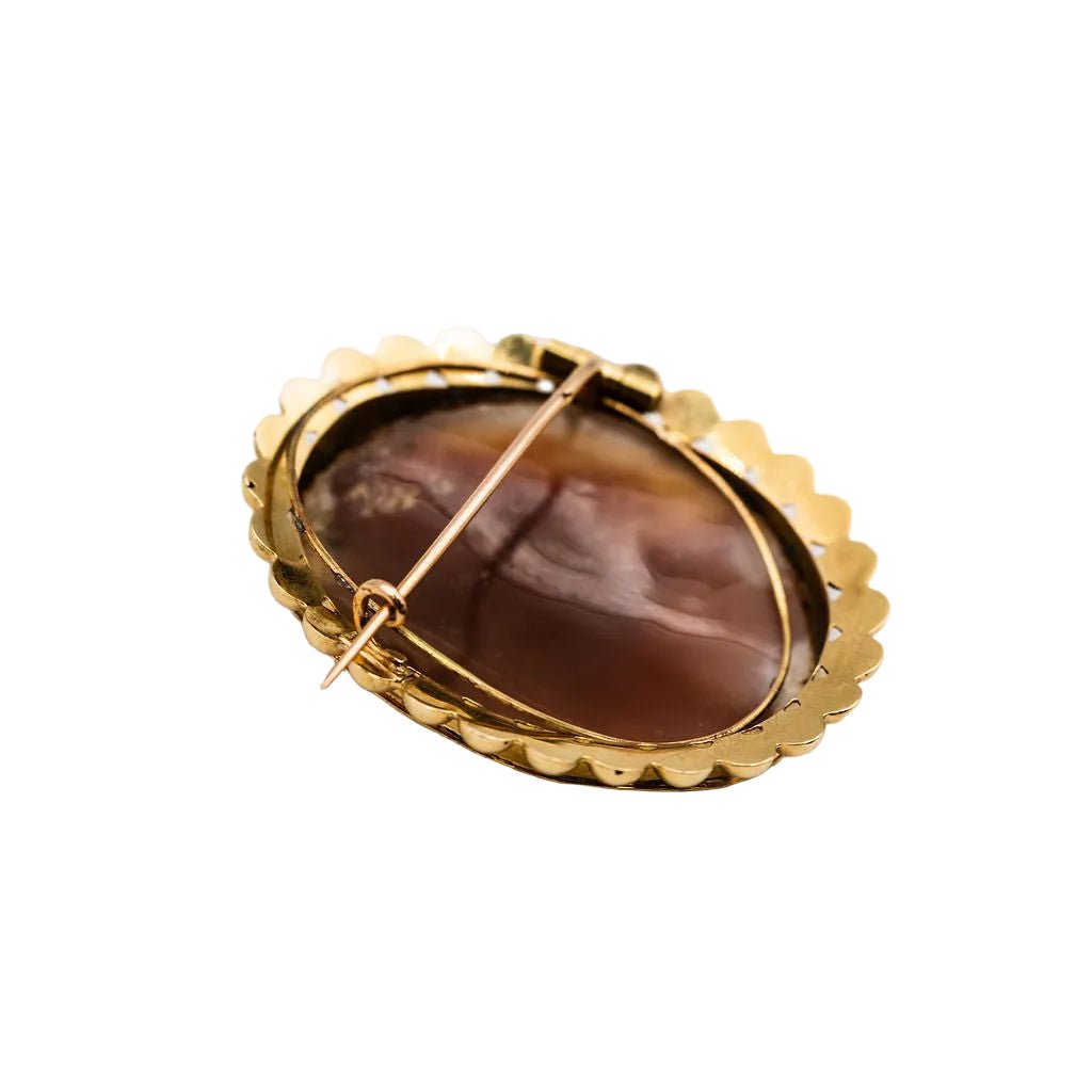 Broche Camée Coquille en or jaune - Castafiore
