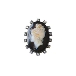Broche Camée en onyx et diamants - Castafiore