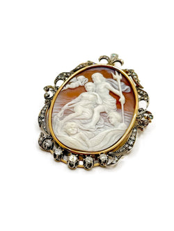Broche camée en or gris et argent - Castafiore