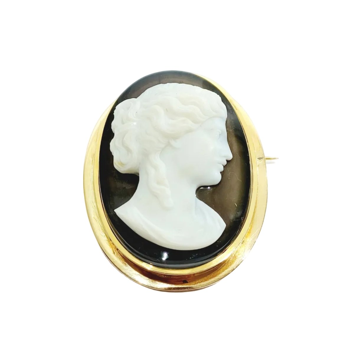 Broche Camée en or jaune et agate - Castafiore