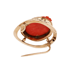 Broche Camée en or jaune et corail - Castafiore