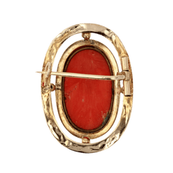 Broche Camée en or jaune et corail - Castafiore