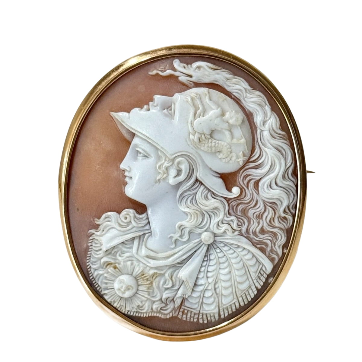 Broche camée en or jaune et nacre - Castafiore