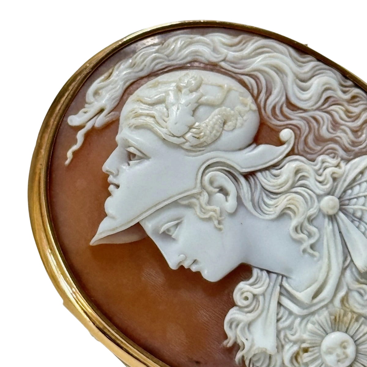 Broche camée en or jaune et nacre - Castafiore