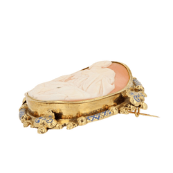 Broche Camée en or jaune et perles - Castafiore