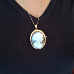 Broche Camée en or rose et agate - Castafiore