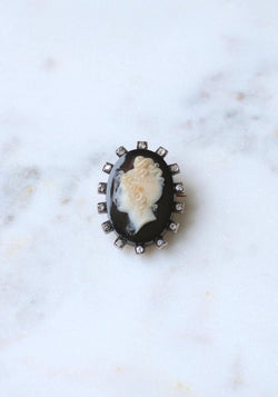 Broche Camée Onyx et Diamants - Castafiore