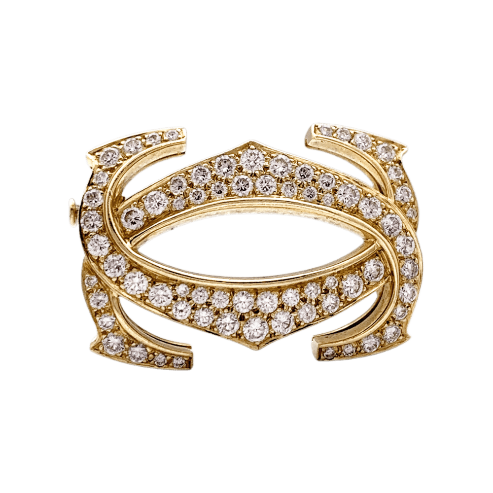 Brooch Cartier, "Double C", yellow gold, diamonds.