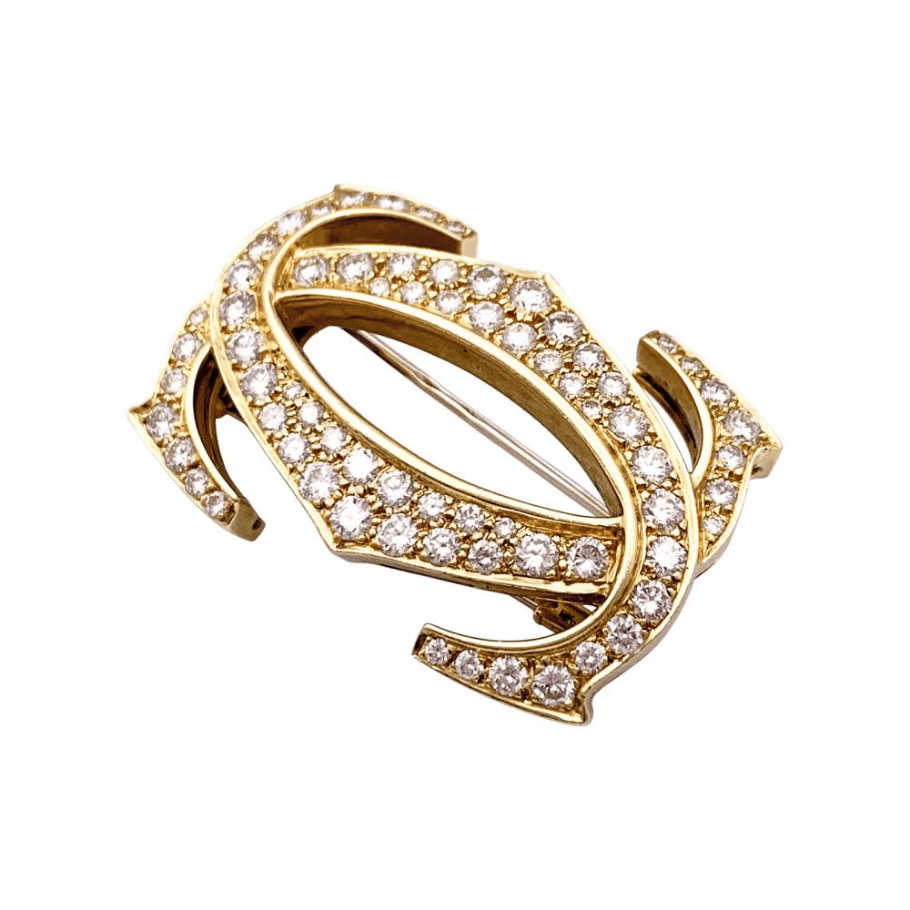 Brooch Cartier, "Double C", yellow gold, diamonds.