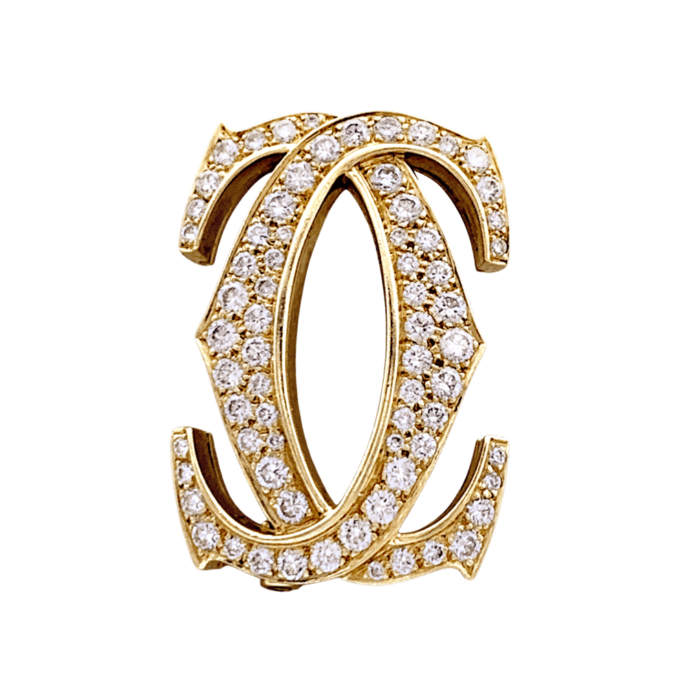 Brooch Cartier, "Double C", yellow gold, diamonds.