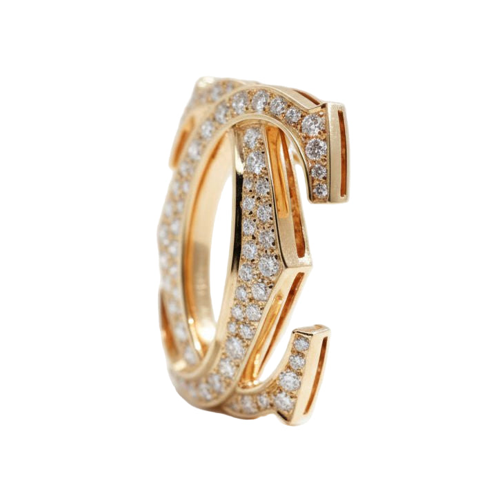 Broche CARTIER Double C en or jaune et diamants - Castafiore