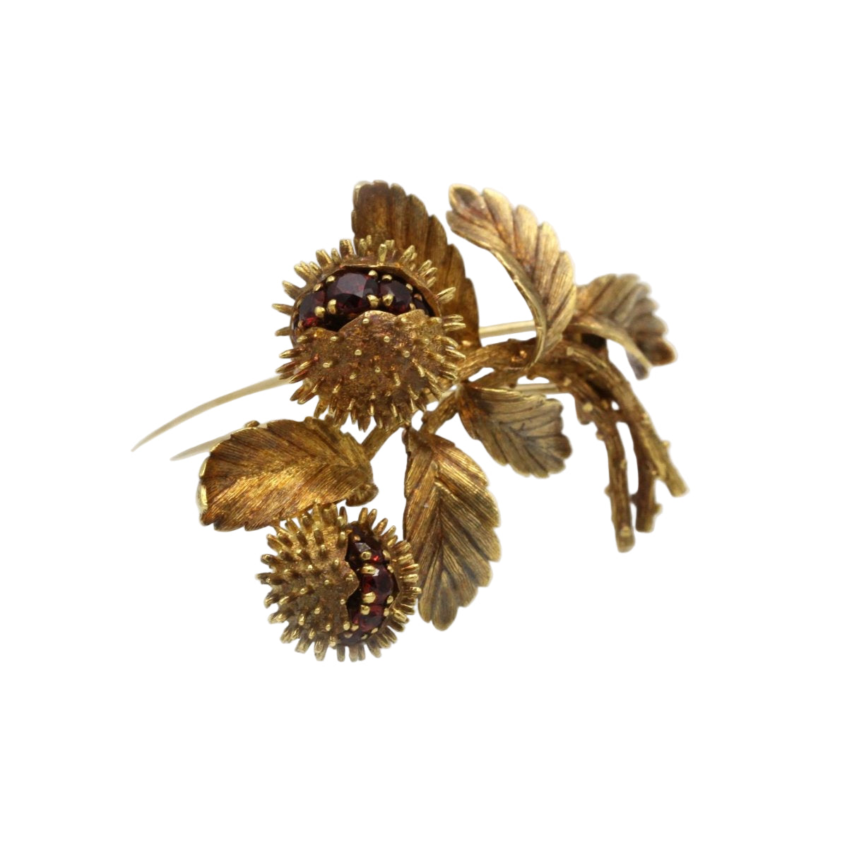 Broche Châtaignes en or jaune et grenats - Castafiore