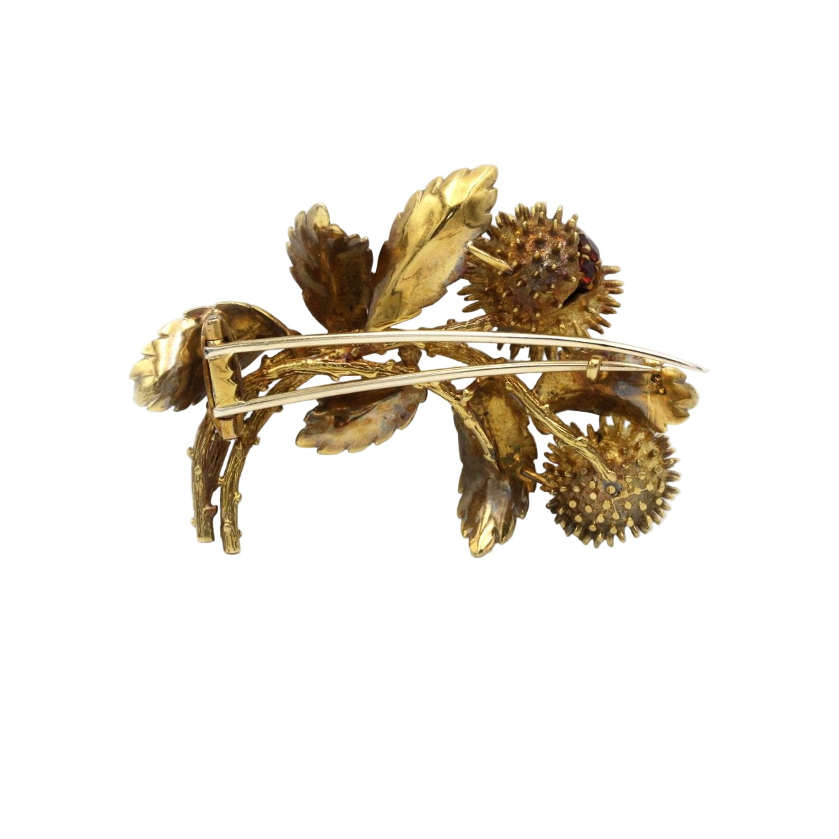 Broche Châtaignes en or jaune et grenats - Castafiore