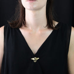 Broche CHIMÈRE Ancienne en or jaune diamant et rubis - Castafiore