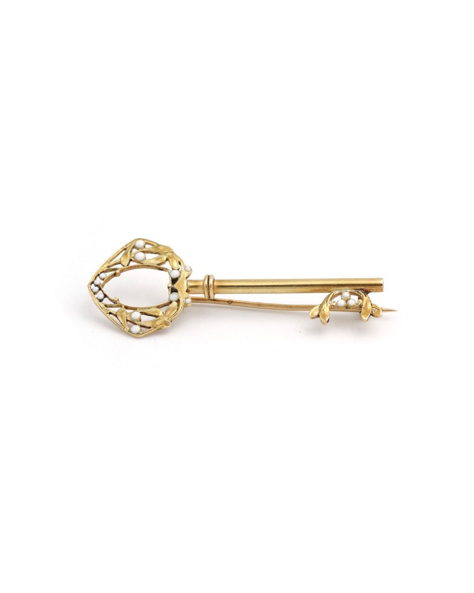 Broche clef Art Nouveau en or - Castafiore