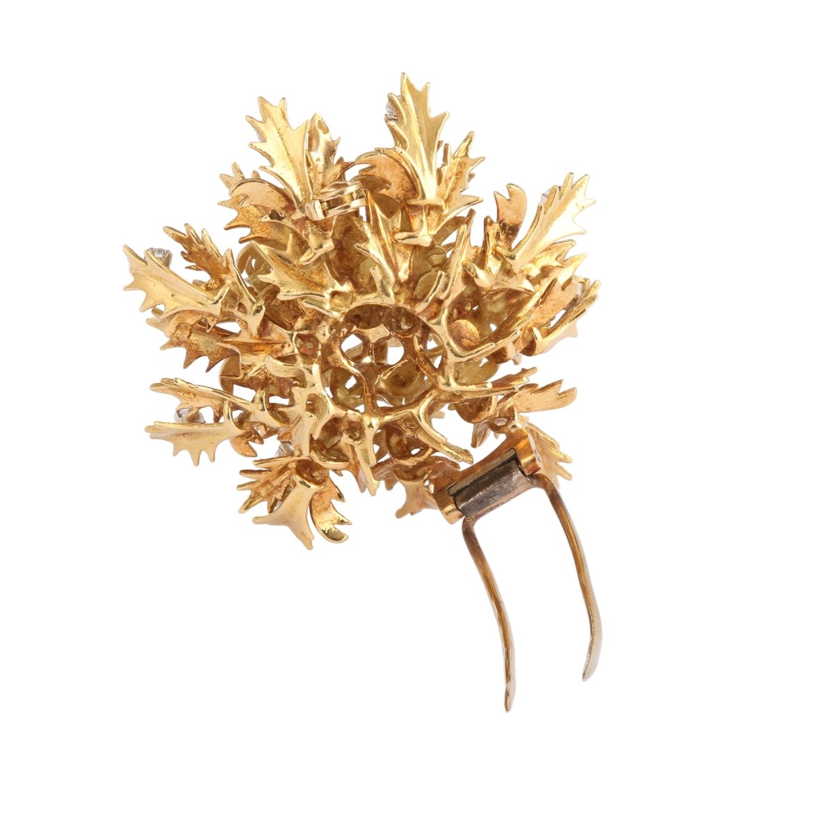 Broche Clip Chardon en or jaune et diamants - Castafiore