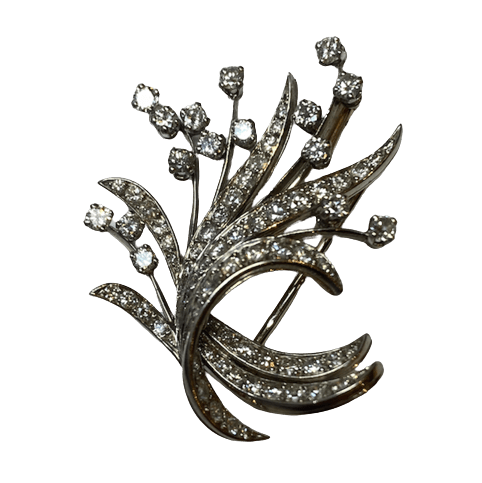 Broche Clip en or blanc et diamants - Castafiore