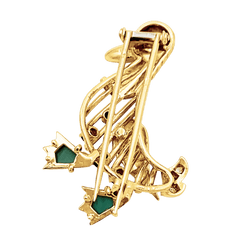 Broche Clip en or blanc, or jaune, rubis, émeraude, , turquoises, saphir et diamants - Castafiore