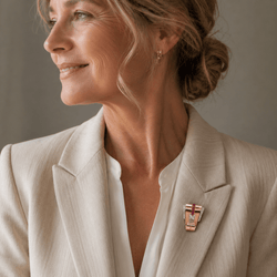 Broche Clip en or blanc, or rose, rubis et diamants - Castafiore