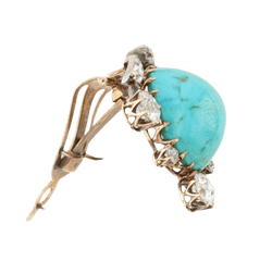 Broche Clip en or jaune, argent, turquoise et diamants - Castafiore