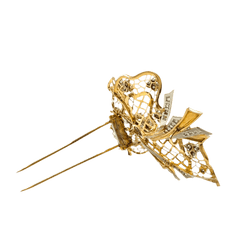 Broche Clip en or jaune, platine et diamants - Castafiore