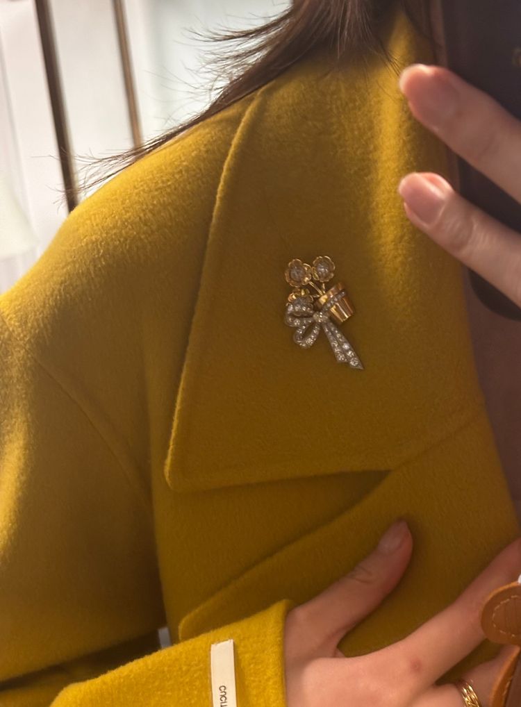 Broche Clip en or jaune, platine et diamants - Castafiore