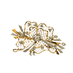 Broche Clip en or jaune, platine et diamants - Castafiore