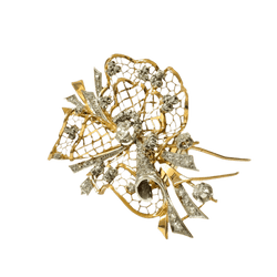 Broche Clip en or jaune, platine et diamants - Castafiore