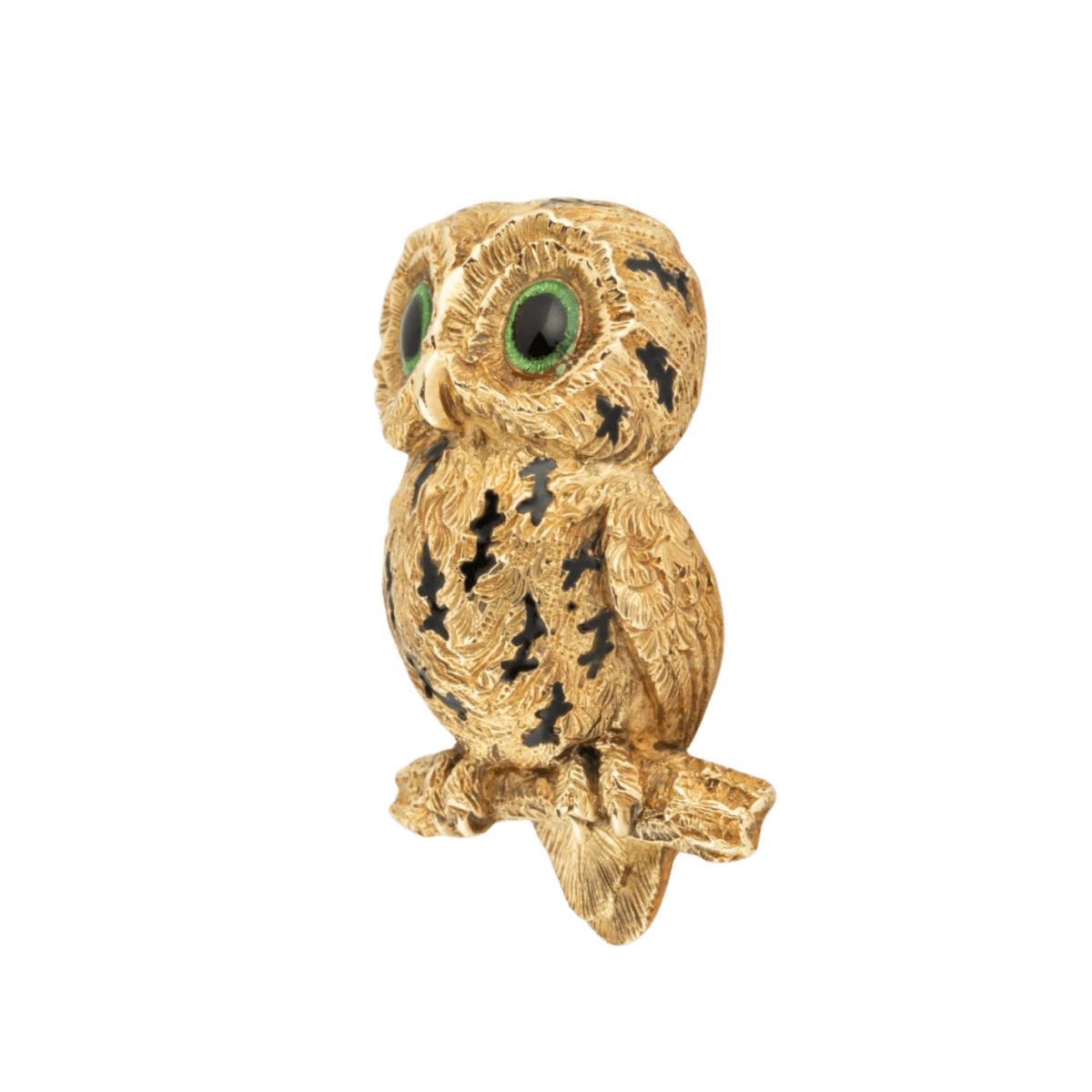 Broche Clip HERMÈS Chouette en or jaune et émail - Castafiore