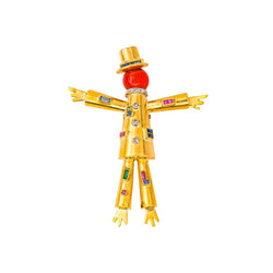 Broche Clip LACLOCHE "Épouvantail" en or jaune, platine, cornaline, saphirs, rubis, émeraudes et diamants - Castafiore